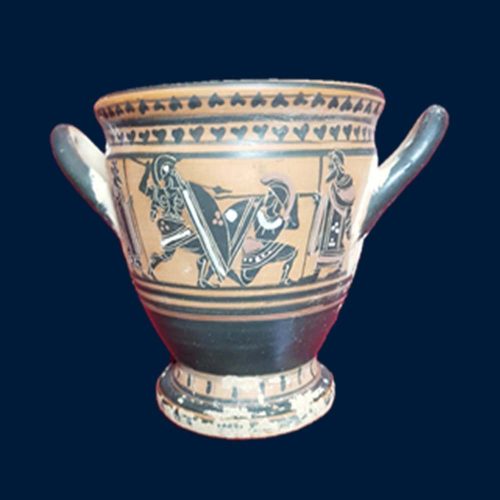 Vaso biansato interamente dipinto a mano