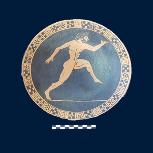 Piatto con figura di atleta in corsa