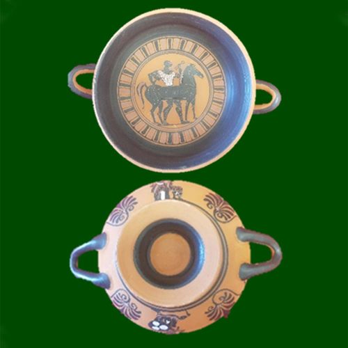 Coppa a vernice nera in ceramica tornita decorata